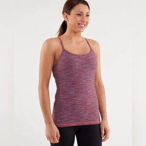 Lululemon Power Y Yoga Racerback Tank Top Stripe Fitted Built in Bra 2-in-1